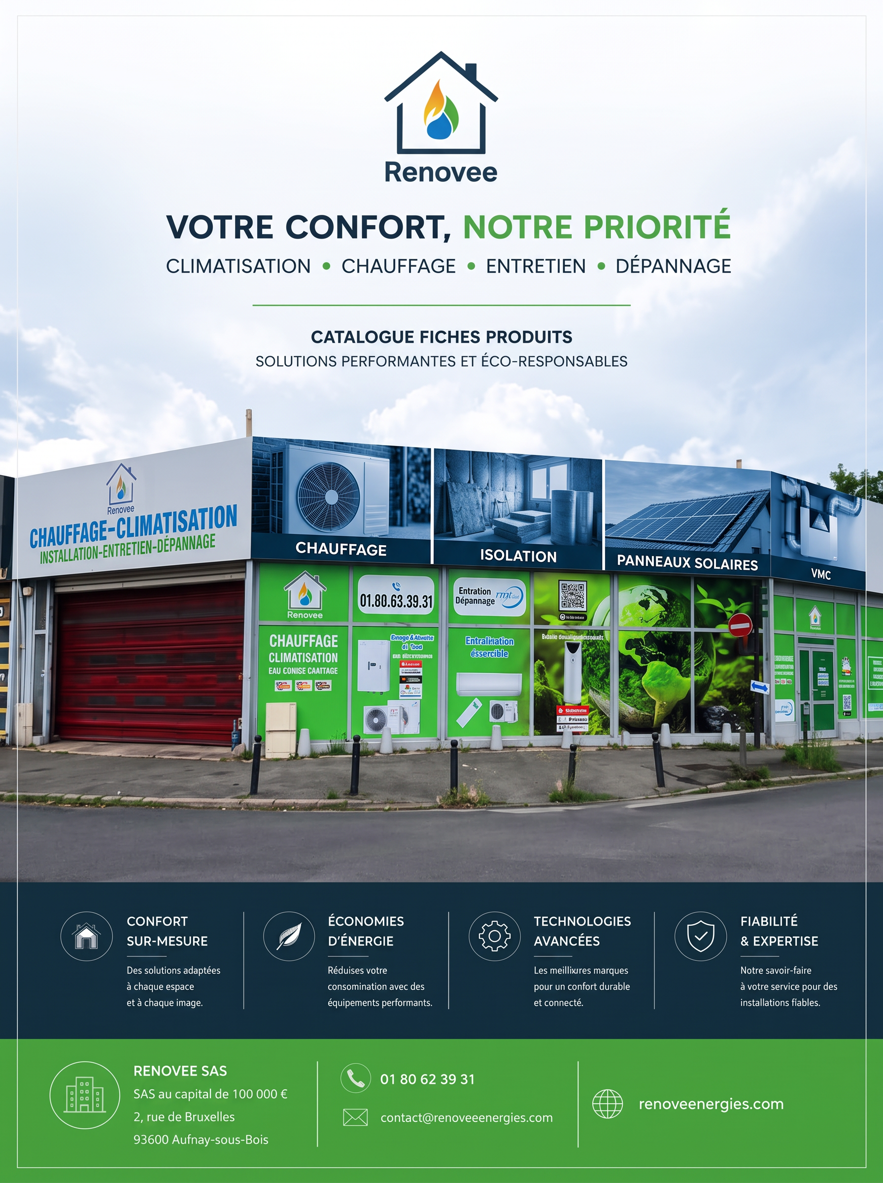 Devanture de l'agence RENOVEE — chauffage et climatisation